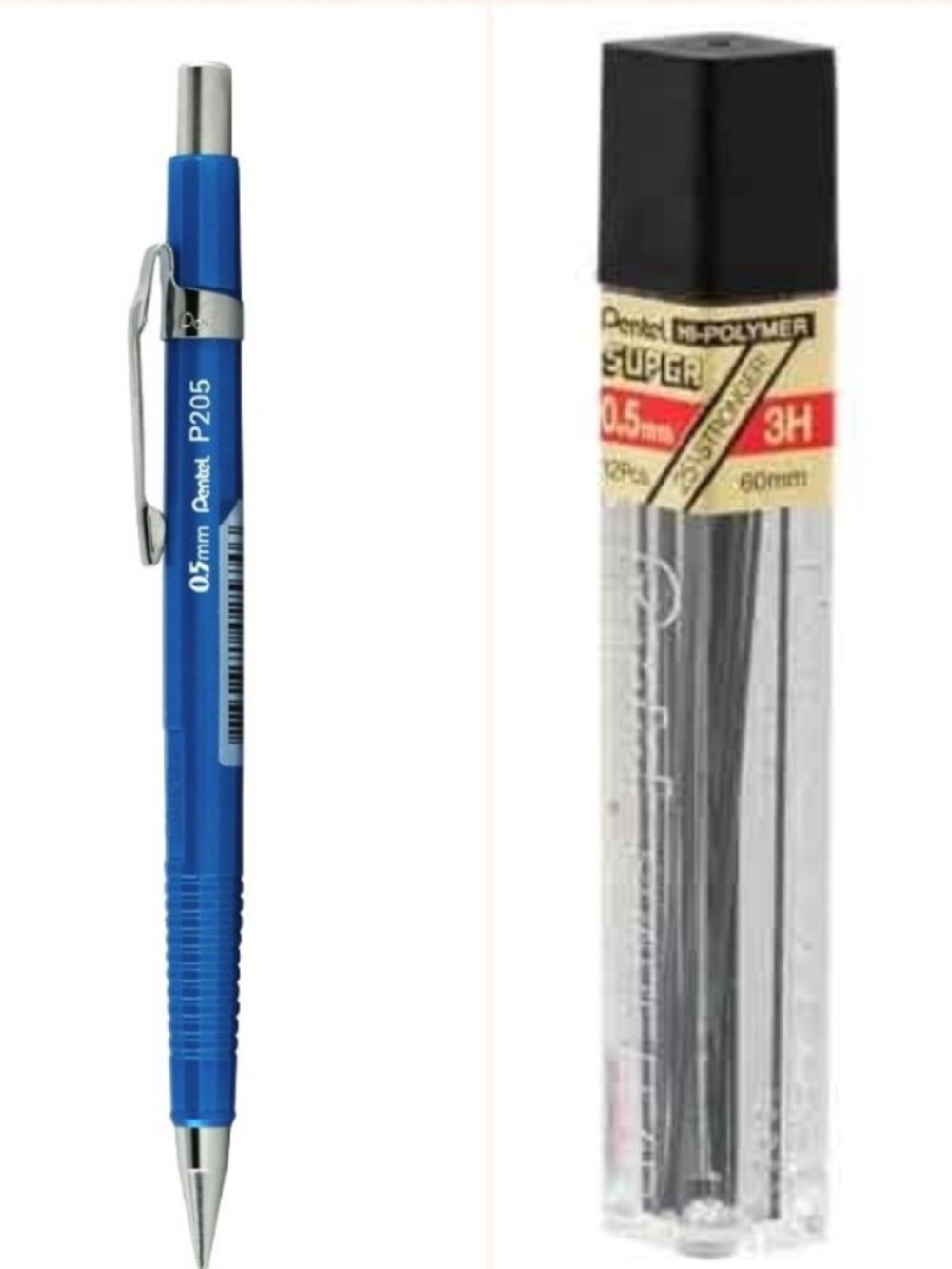 Pentel Sharp Drafting Pencil 0.5mm Metallic Blue Barrel w/12 pcs 3H-lead Office